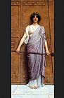 John William Godward Canvas Paintings - At the Gate of the Temple